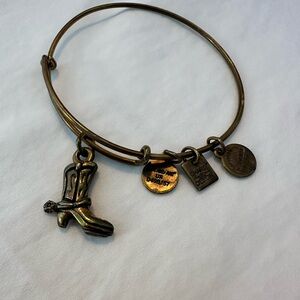 Alex and Ani Gold Charm Bracelet with Cowboy Boot Charm